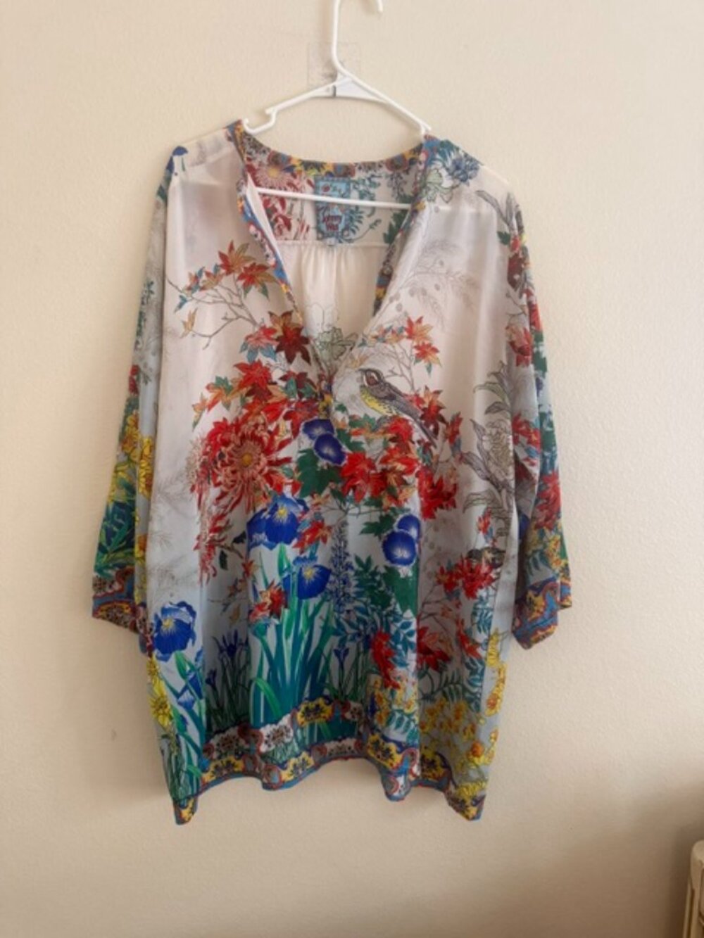 johnny was flower & birds tunic top